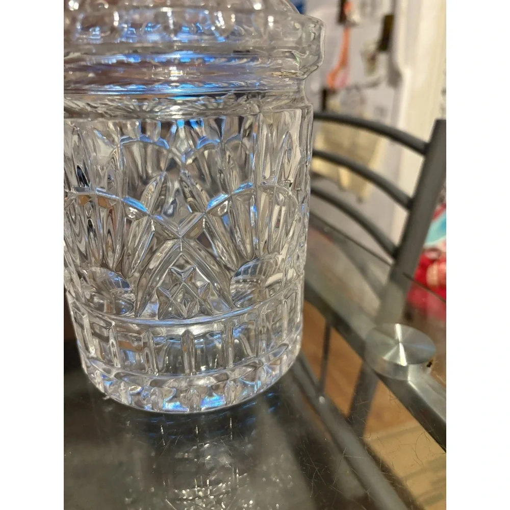 Godinger Shannon Lead Crystal Biscuit Jar Candy Covered Lidded Dish Heavy 7.5